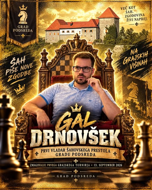 Gal Drnovšek na grajskem prestolu Gradu Podsreda, prvi vladar šahovskega prestola