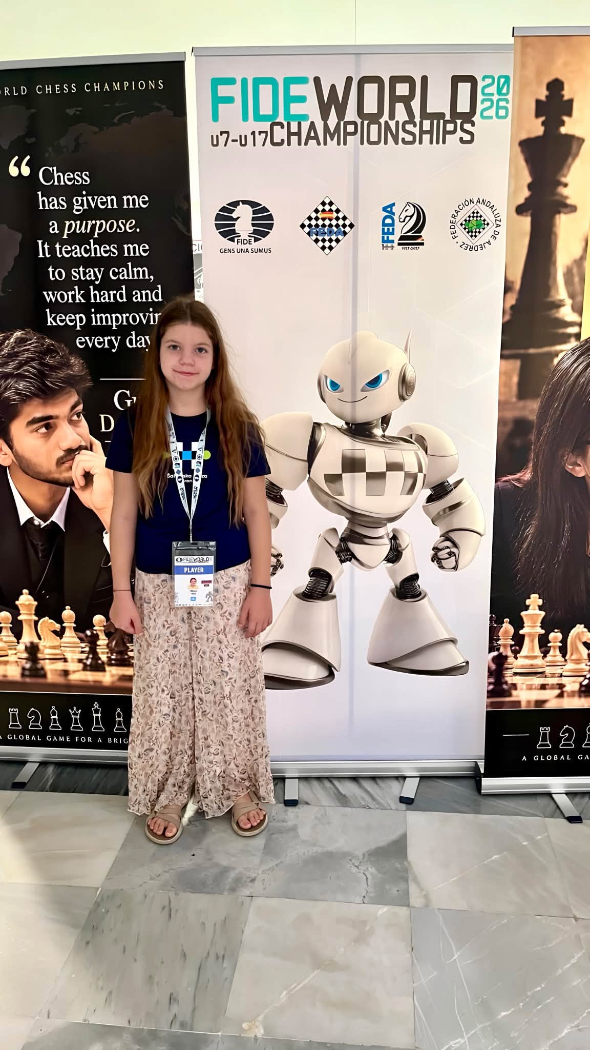 Vita Okorn pred pano svetovnega prvenstva FIDE do 17 let 2026 v Roquetas de Mar